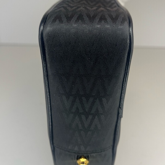 MARIO VALENTINO Black Leather V Logo Clutch/Cosmetic/Toiletry/Travel PVC Bag - Picture 7 of 11